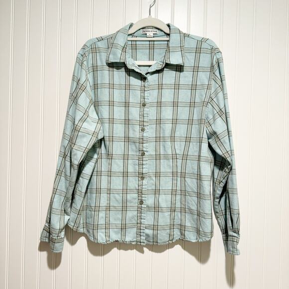 Pendleton Tops - Pendleton Blue Plaid Flannel Shirt Size XL